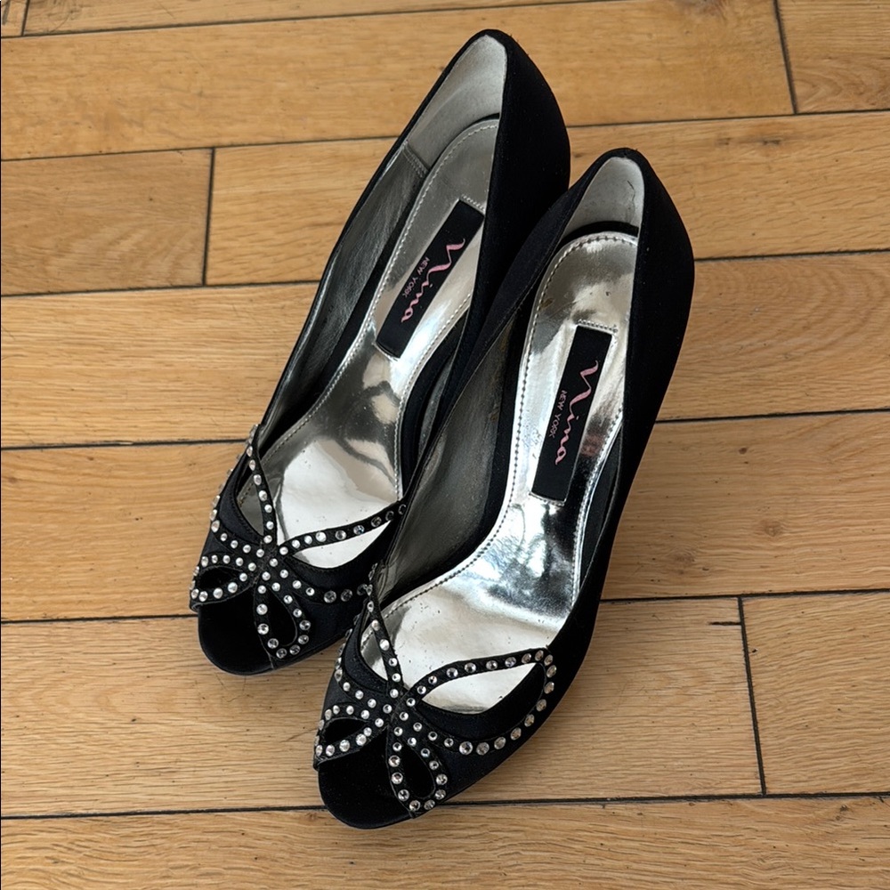 Black Peep Toe Heels